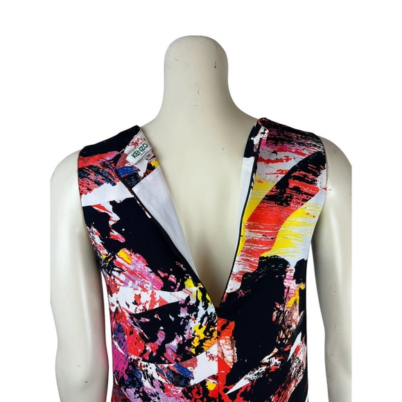 KENZO Sleeveless Abstract Mini Dress 38 S Mineral Print Soft Crepe Art to Wear - Picture 9 of 12